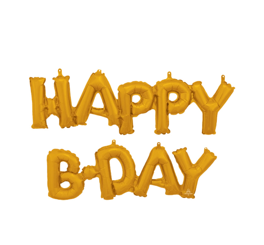 Anagram 30" Phrase “Happy Bday” Balloon (Gold)